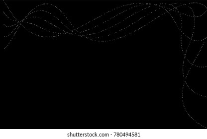 Silver small confetti on a black background. Luxury festive background. Silver abstraction from the points scattered over the black background. Design element for postcard, poster, banner. Vector.