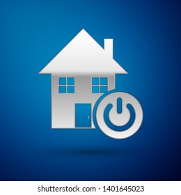 Silver Smart home icon isolated on blue background. Remote control. Vector Illustration