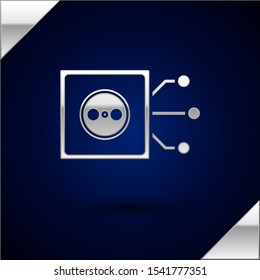 Silver Smart home icon isolated on dark blue background. Remote control.  Vector Illustration