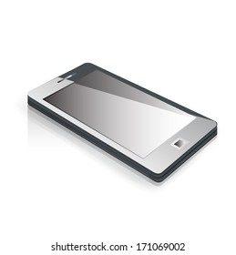 silver smart phone isolated on white background