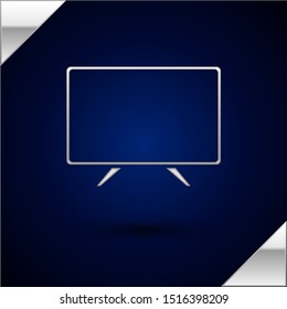 Silver Smart Tv icon isolated on dark blue background. Television sign.  Vector Illustration