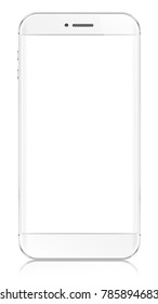 Silver smartphone with a blank screen white isolated on white background. To present your application design
