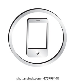 Silver Smartphone Cell Phone Icon