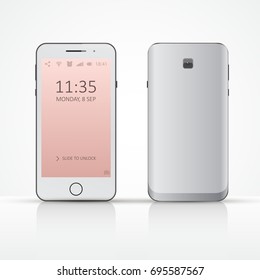Silver Smartphones set. Vector illustration.