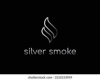 Silver smoke logo, fire logo, simple smoke, simple fire vector