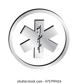 Silver Snake & Staff Rod of Aclepius Medical Health Icon