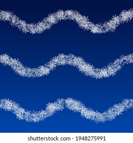 Silver Snow Vector Blue Background. Sky Snowfall Pattern. Gray Winter Transparent. Fantasy Snowflake Texture.