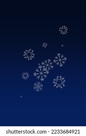 Silver Snow Vector Blue Background. Holiday Snowfall Backdrop. Gray Fantasy Illustration. Light Snowflake Card.