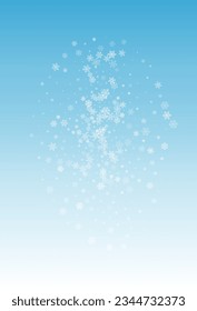 Silver Snow Vector Blue Background. Xmas Gray Snowfall Banner. Snowflake magic Backdrop.