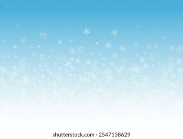 Silver Snow Vector Blue Background. Winter Snowfall Wallpaper. Gray Holiday Illustration. Christmas Snowflake Backdrop.