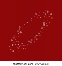Silver Snow Vector Burgundy Background. Holiday Gray Snowfall Wallpaper. Snowflake New Backdrop.