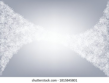 Silver Snow Vector Gray Background. Winter Snowflake Texture. White Sky Holiday. Christmas Snowfall Card.