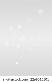 Silver Snow Vector Grey Background. New Snowfall Holiday. White magic Design. Holiday Snowflake Backdrop.