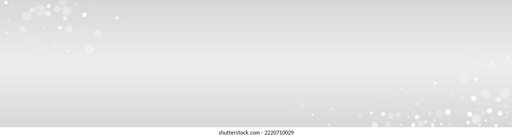 Silver Snow Vector Grey Panoramic Background. magic Snowflake Illustration. White Xmas Holiday. New Snowfall Transparent.