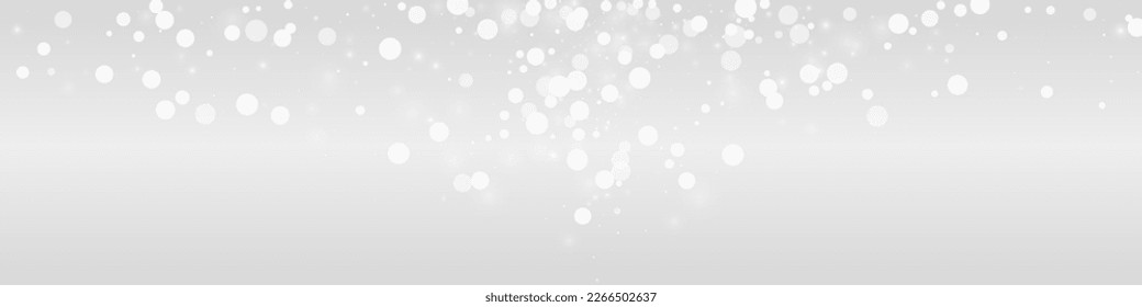 Silver Snow Vector Grey Panoramic Background. Sky Snowflake Holiday. White Falling Card. Abstract Snowfall Wallpaper.
