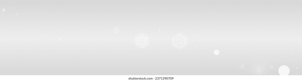 Silver Snow Vector Grey Panoramic Background. Abstract Snowflake Backdrop. White Light Wallpaper. magic Snowfall Illustration.