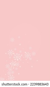 Silver Snow Vector Pink Background. Falling Snowfall Holiday. White Holiday Card. Abstract Snowflake Wallpaper.