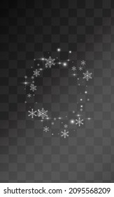 Silver Snow Vector Transparent Background. Fantasy Snowflake Pattern. Gray Winter Illustration. Falling Snowfall Banner.
