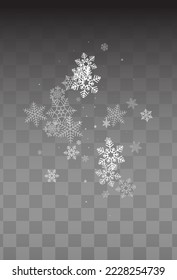 Silver Snow Vector Transparent Background. Xmas Gray Snowflake Illustration. Snowfall Falling Texture.