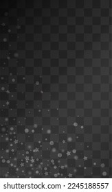 Silver Snow Vector Transparent Background. Holiday Snowfall Illustration. White Winter Banner. Falling Snowflake Transparent.