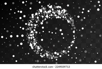 Silver Snow Vector Transparent Background. Falling Snowflake Banner. White Holiday Card. Christmas Snowfall Pattern.