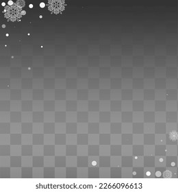 Silver Snow Vector Transparent Background. magic Snowfall Holiday. Gray Christmas Design. Abstract Snowflake Illustration.