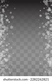 Silver Snow Vector Transparent Background. Sky Gray Snowflake Card. Snowfall New Texture.