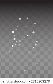 Silver Snow Vector Transparent Background. magic Gray Snowfall Holiday. Snowflake Fantasy Design.