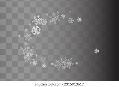 Silver Snow Vector Transparent Background. Falling Gray Snowfall Texture. Snowflake Holiday Holiday.