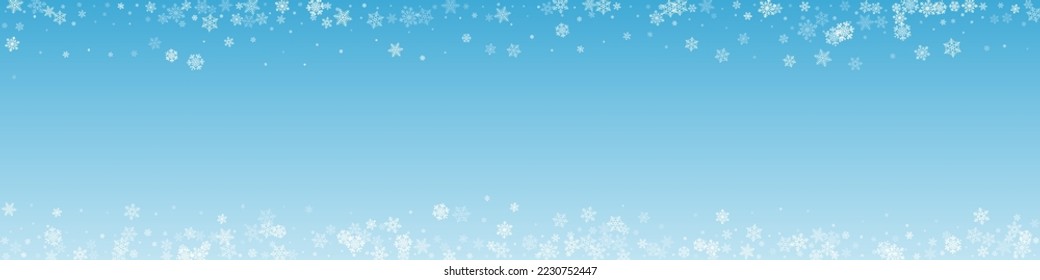 Silver Snow Vector Transparent Panoramic Background. Xmas Gray Snowfall Banner. Snowflake Christmas Texture.
