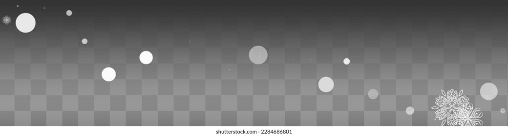 Silver Snow Vector Transparent Panoramic Background. Xmas Snowfall Banner. White Fantasy Backdrop. Christmas Snowflake Texture.