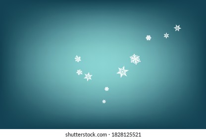Silver Snowfall Panoramic Vector Blue Background. Abstract Snow Illustration. Gray Sky Pattern. New Snowflake Texture.