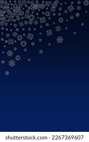 Silver Snowfall Vector Blue Background. Falling Snow Illustration. Gray Fantasy Transparent. Abstract Snowflake Backdrop.