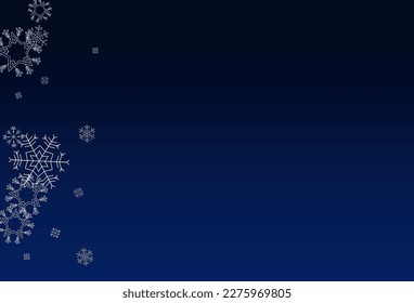 Silver Snowfall Vector Blue Background. Sky Snowflake Holiday. White Falling Texture. Winter Snow Illustration.