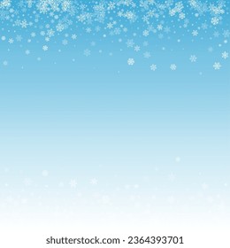 Silver Snowfall Vector Blue Background. Christmas White Snow Illustration. Snowflake New Card.