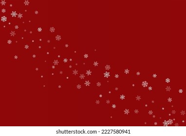 Silver Snowfall Vector Burgundy Background. Winter White Snow Banner. Snowflake Falling Design.