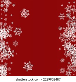 Silver Snowfall Vector Burgundy Background. Holiday Gray Snowflake Banner. Snow Falling Design.