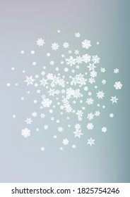 Silver Snowfall Vector Gray Background. Fantasy Snowflake Illustration. White Xmas Transparent. Abstract Snow Holiday.