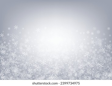 Silver Snowfall Vector Gray Background. magic Snow Card. Gray Abstract Design. Holiday Snowflake Texture.
