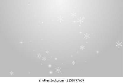 Silver Snowfall Vector Grey Background. White Winter Snowflake Illustration. Elegant Snow Design. Subtle Flake Backdrop.