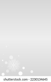 Silver Snowfall Vector Grey Background. Abstract Snowflake Banner. White Falling Backdrop. Light Snow Wallpaper.
