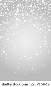 Fondo Gris del Vector de Cascada de Nieve Plateado. Postal de Nieve Blanca Festiva. Fondo Flake Mágico. Cartel de estrellas sutiles.