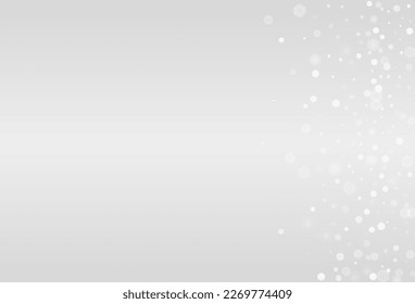 Silver Snowfall Vector Grey Background. Winter Snow Texture. White Xmas Holiday. Falling Snowflake Banner.