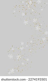 Silver Snowfall Vector Grey Background. Christmas Snow Texture. White Holiday Backdrop. Sky Snowflake Wallpaper.