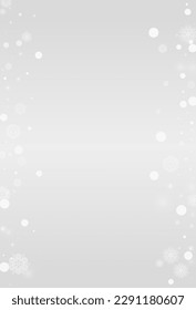 Silver Snowfall Vector Grey Background. Abstract Snowflake Pattern. Gray New Backdrop. Fantasy Snow Illustration.