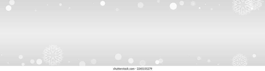 Silver Snowfall Vector Grey Panoramic Background. Winter Snowflake Backdrop. White New Card. Christmas Snow Transparent.