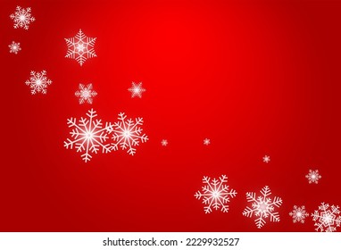Silver Snowfall Vector Red Background. Christmas Gray Snow Banner. Snowflake Winter Backdrop.