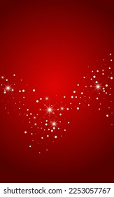 Silver Snowfall Vector Red Background. Fantasy Snowflake Card. White New Holiday. Holiday Snow Backdrop.