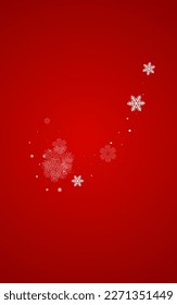 Silver Snowfall Vector Red Background. Falling Snow Transparent. White magic Holiday. Fantasy Snowflake Banner.