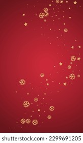 Silver Snowfall Vector Red Background. magic Snowflake Backdrop. White Falling Card. Sky Snow Design.